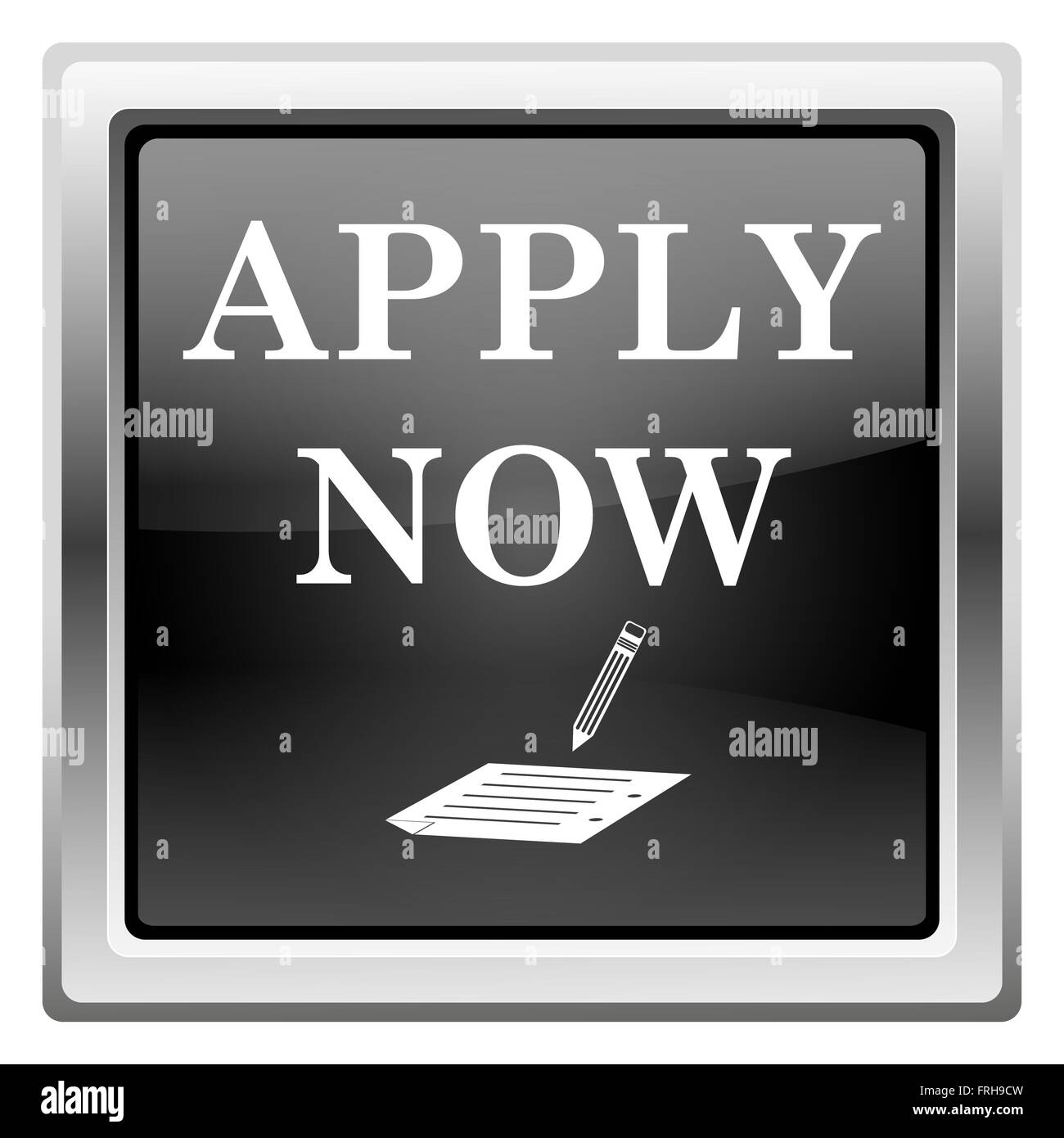 Icona metallico con design in bianco su sfondo nero Foto Stock