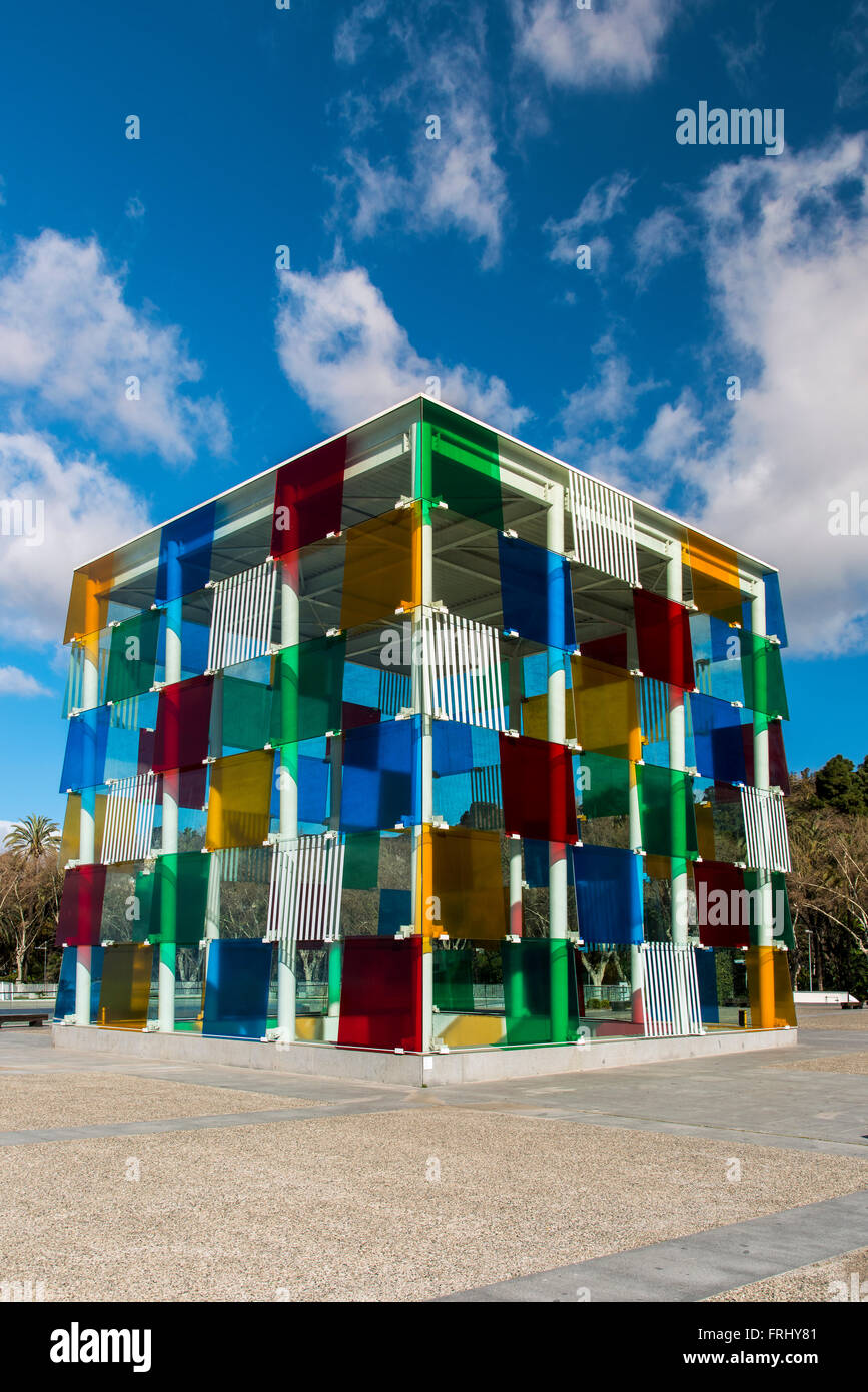 Il cubo multicolore del Centre Pompidou Malaga, Malaga, Andalusia, Spagna Foto Stock