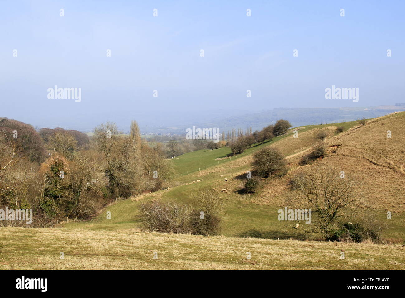 Winchcombe visto dal Comune di Cleeve, Gloucestershire, Inghilterra, Gran Bretagna, Regno Unito, Gran Bretagna, Europa Foto Stock