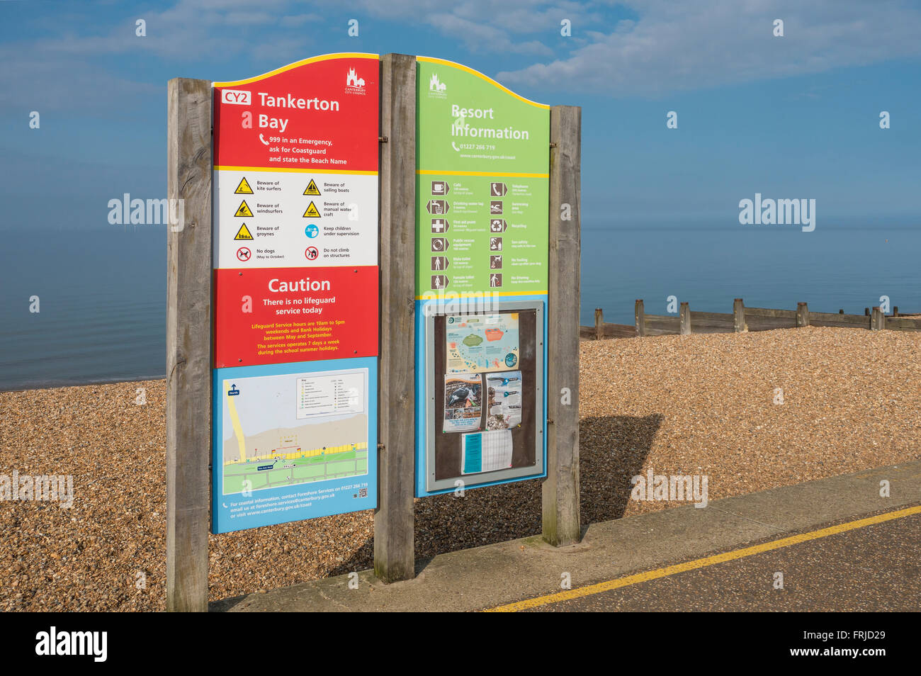 Tankerton Bay Local Information Board Tankerton Beach whitstable kent Foto Stock