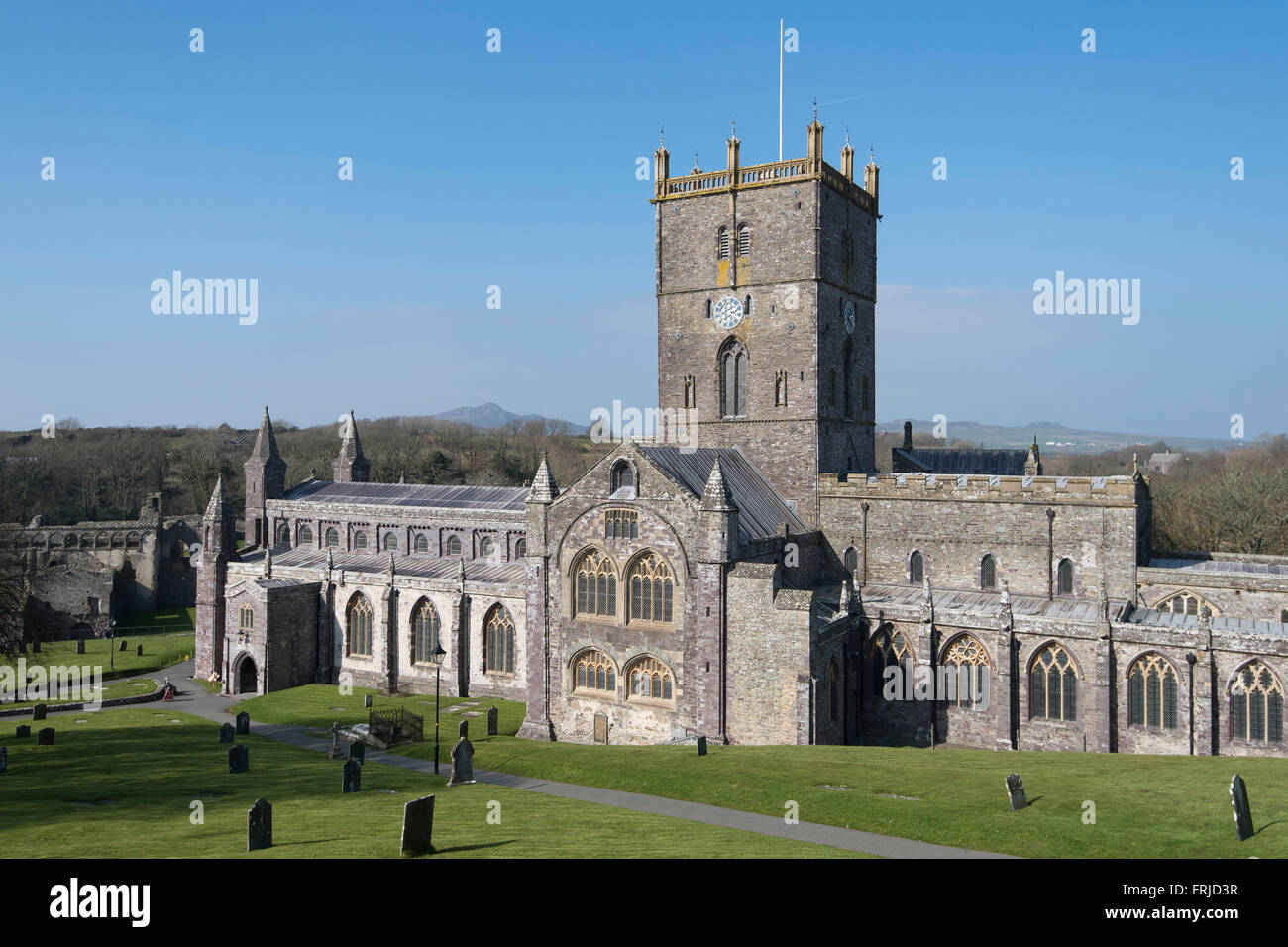 St. David's Cattedrale di St. David's, Pembrokeshire, West Wales. Foto Stock