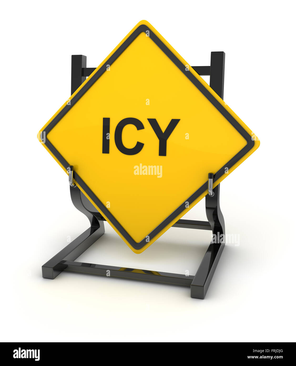 Cartello stradale - icy , questo è un computer generato e rendering 3d'immagine. Foto Stock