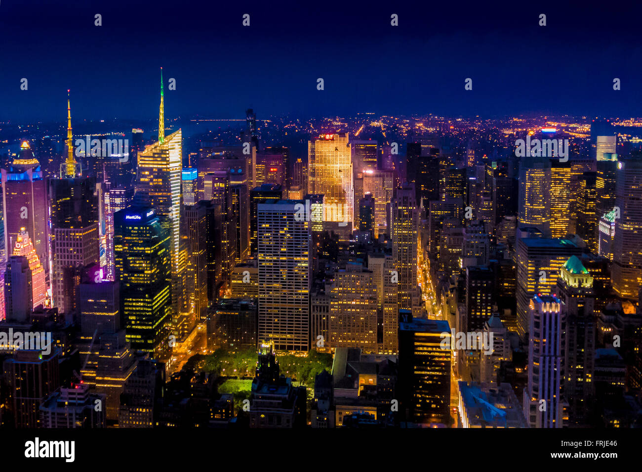 Vista verso Upper Manhattan dall' Empire State Building di New York City, Stati Uniti d'America. Foto Stock