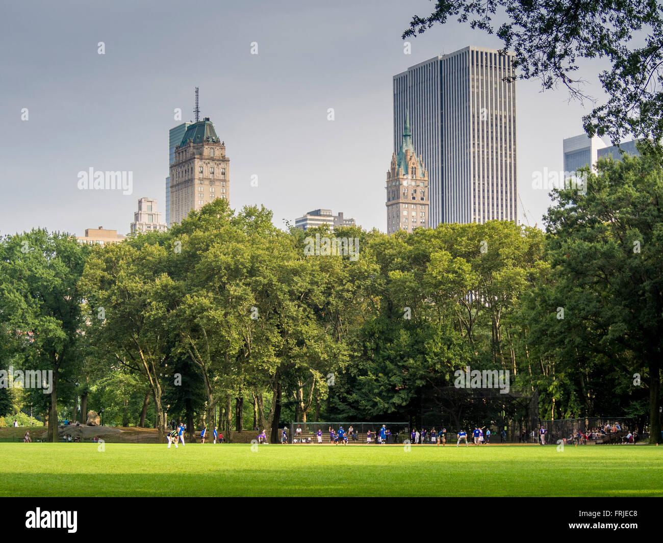 Baseball gioco, al Central Park di New York City, Stati Uniti d'America. Foto Stock