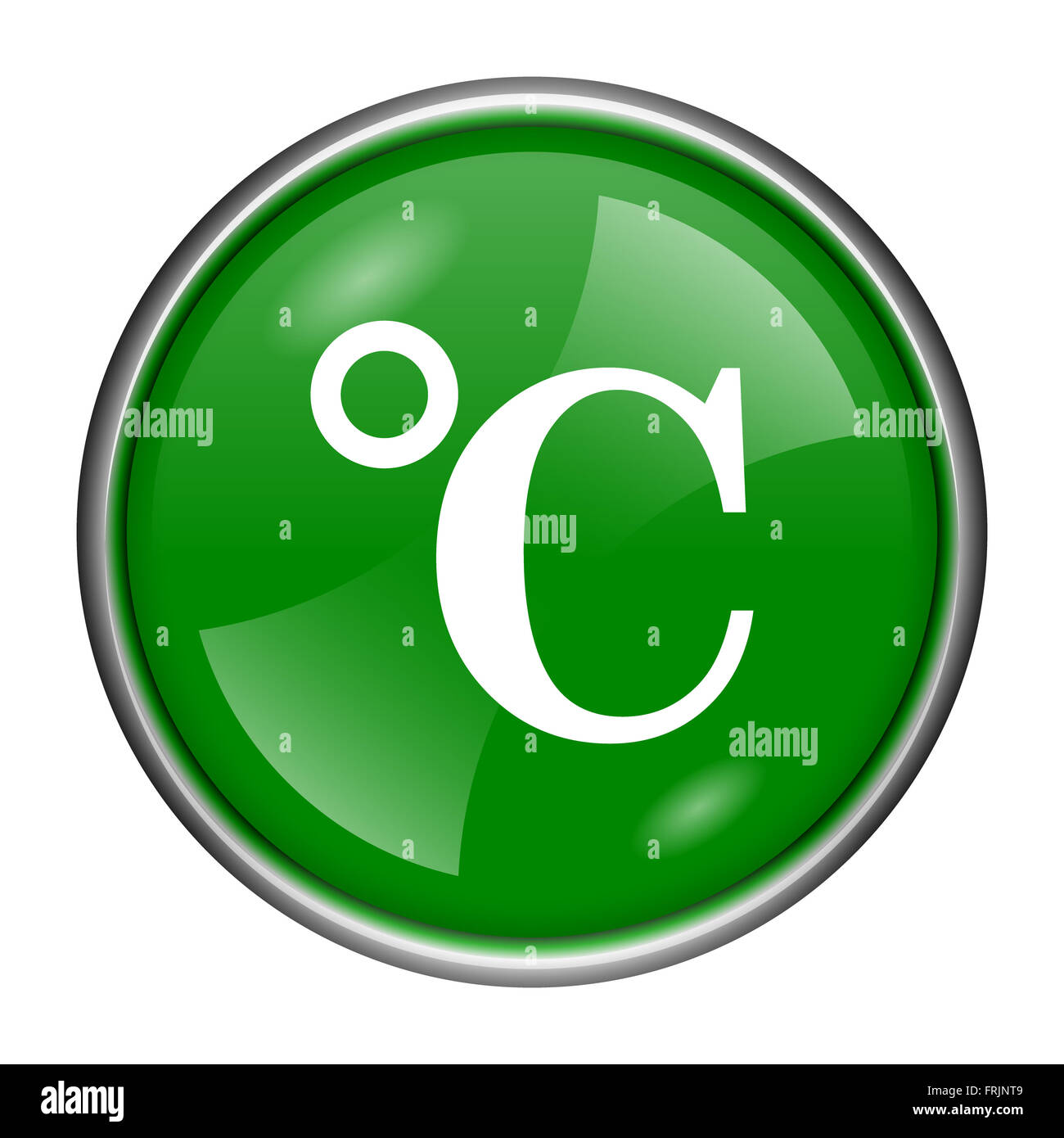 Round Icona lucido con design in bianco su sfondo verde Foto Stock