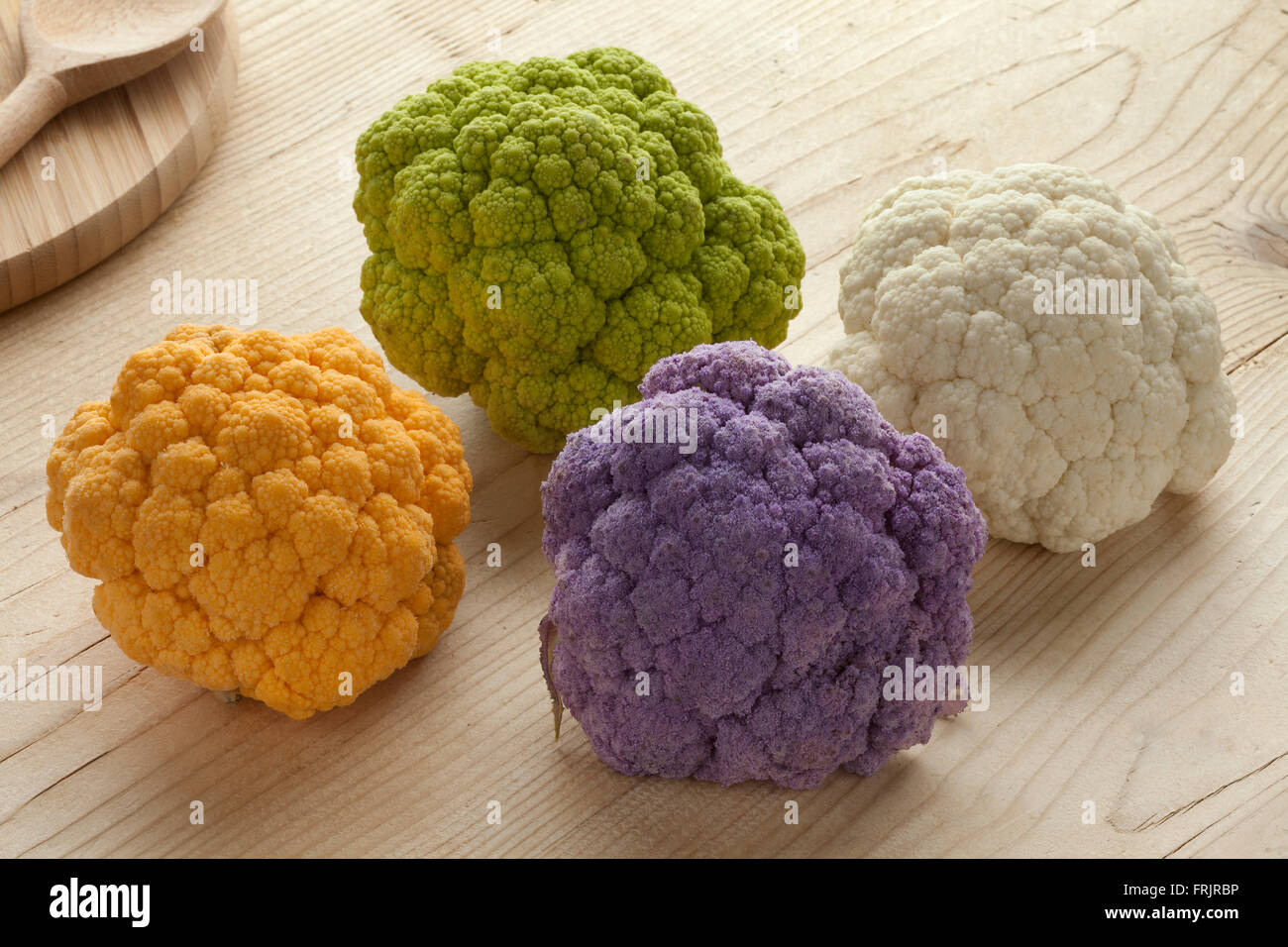 Varietà di differenti colori freschi Cavolfiori mini Foto Stock