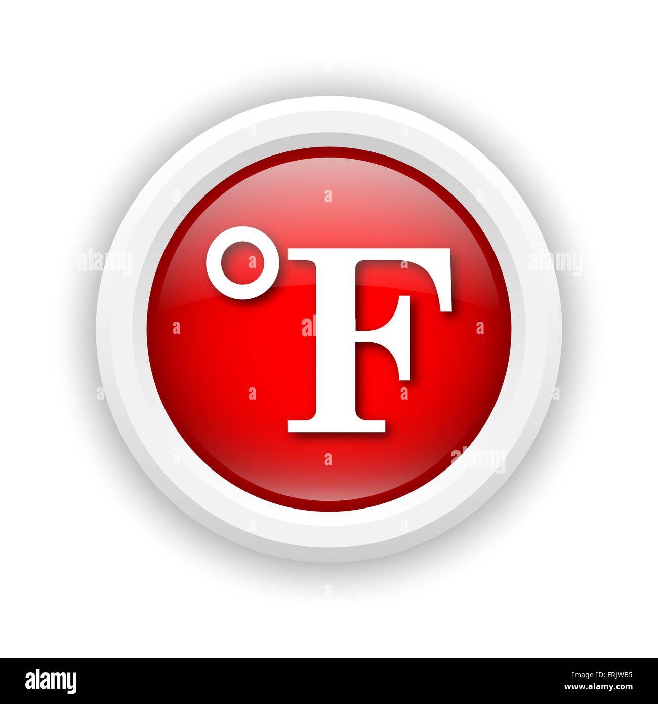 Round Icona in plastica con design in bianco su sfondo rosso Foto Stock