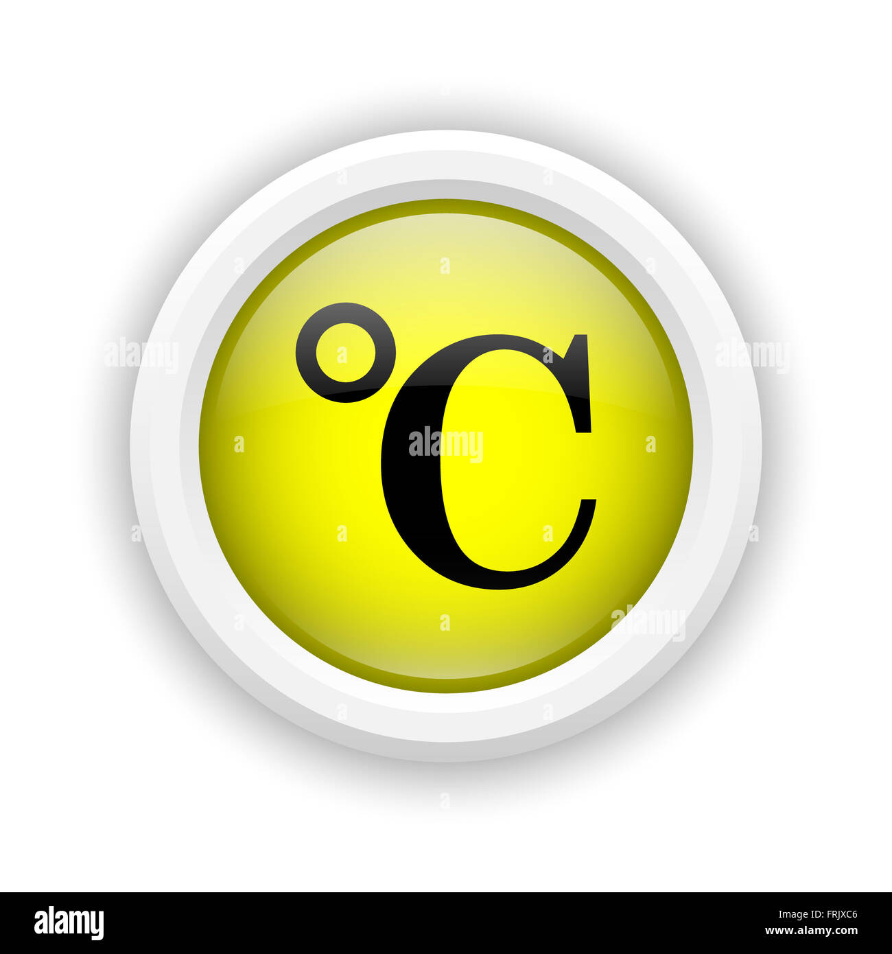 Round Icona in plastica con design di colore nero su sfondo giallo Foto Stock