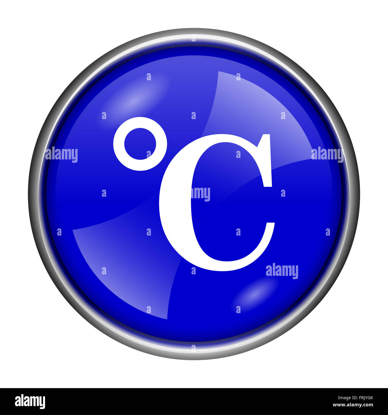 Round Icona lucido con design in bianco su sfondo blu Foto Stock
