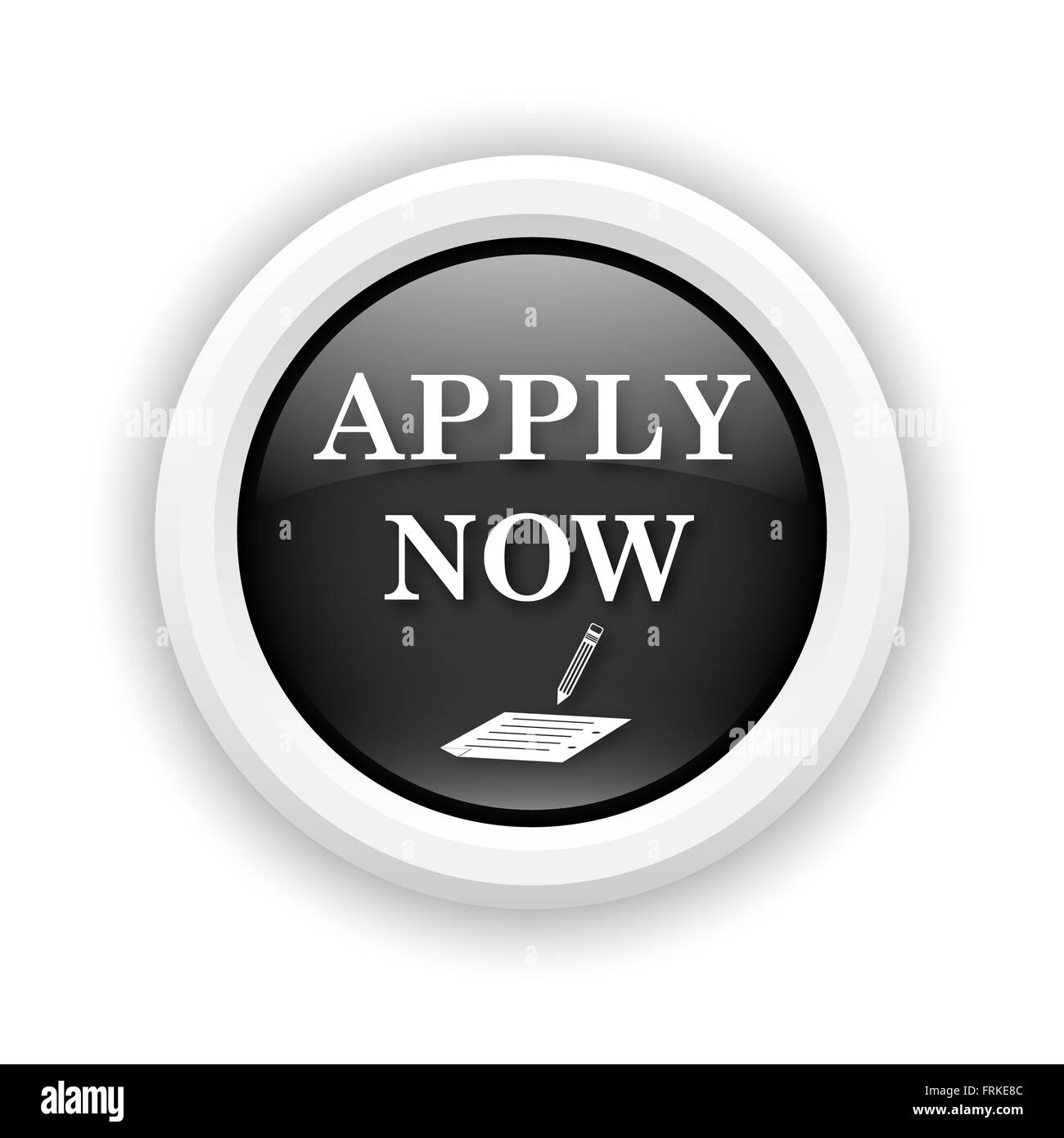 Round Icona in plastica con design in bianco su sfondo nero Foto Stock