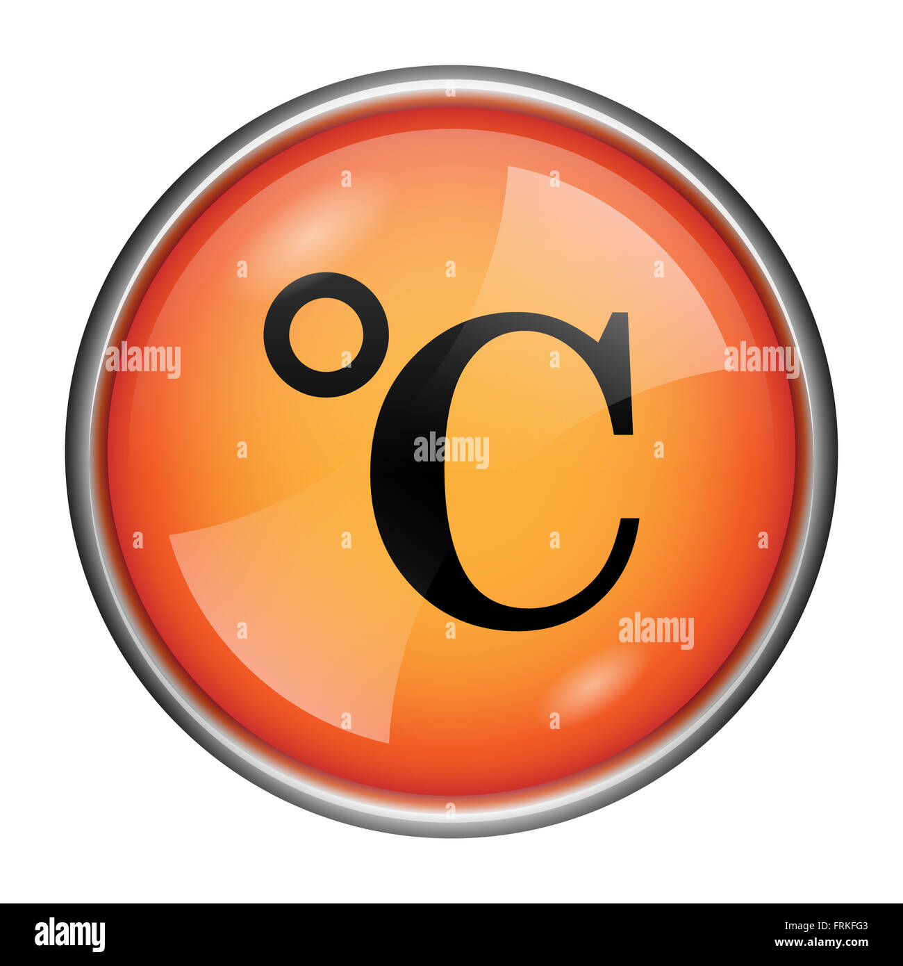 Round Icona lucido con design nero su sfondo arancione Foto Stock
