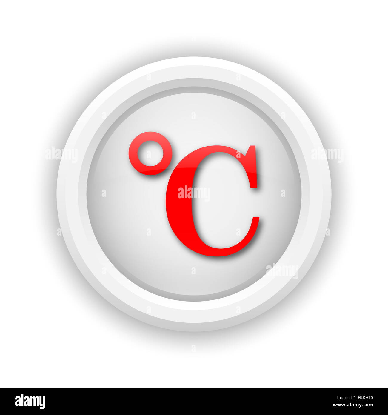 Round Icona in plastica con design di colore rosso su sfondo bianco Foto Stock