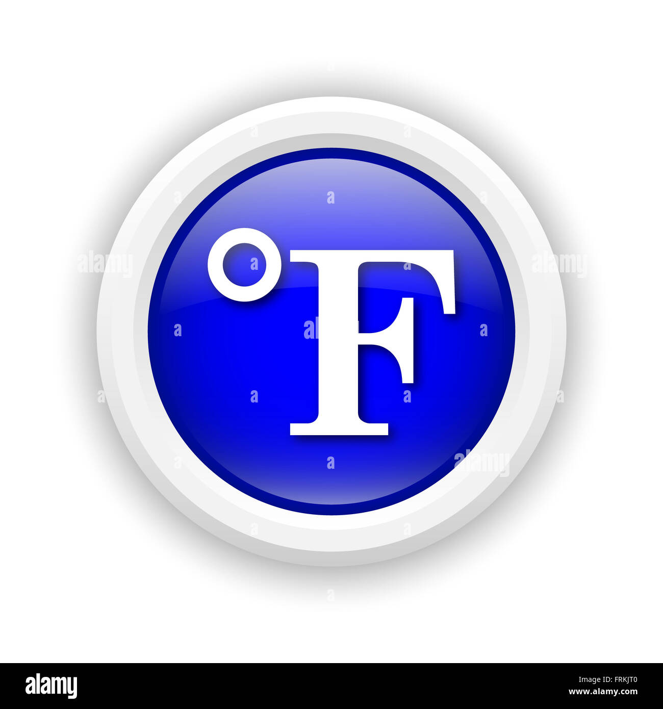 Round Icona in plastica con design in bianco su sfondo blu Foto Stock