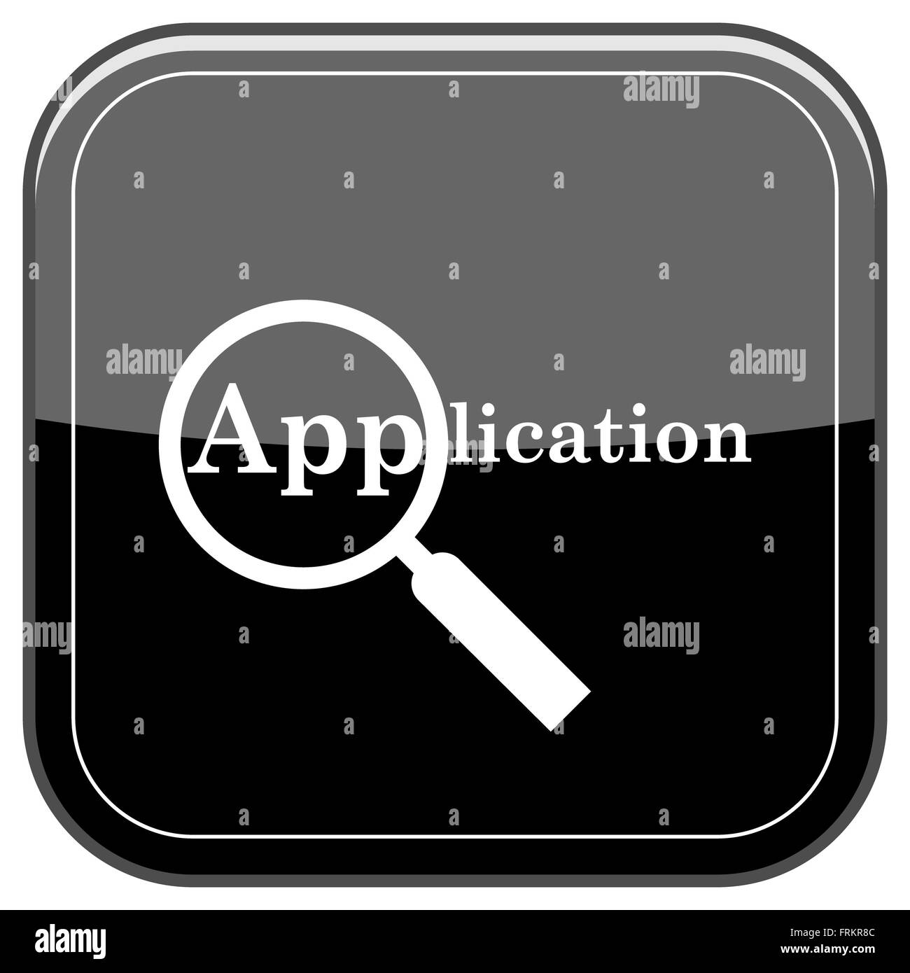 Nero lucido lucido icona sullo sfondo bianco. Foto Stock