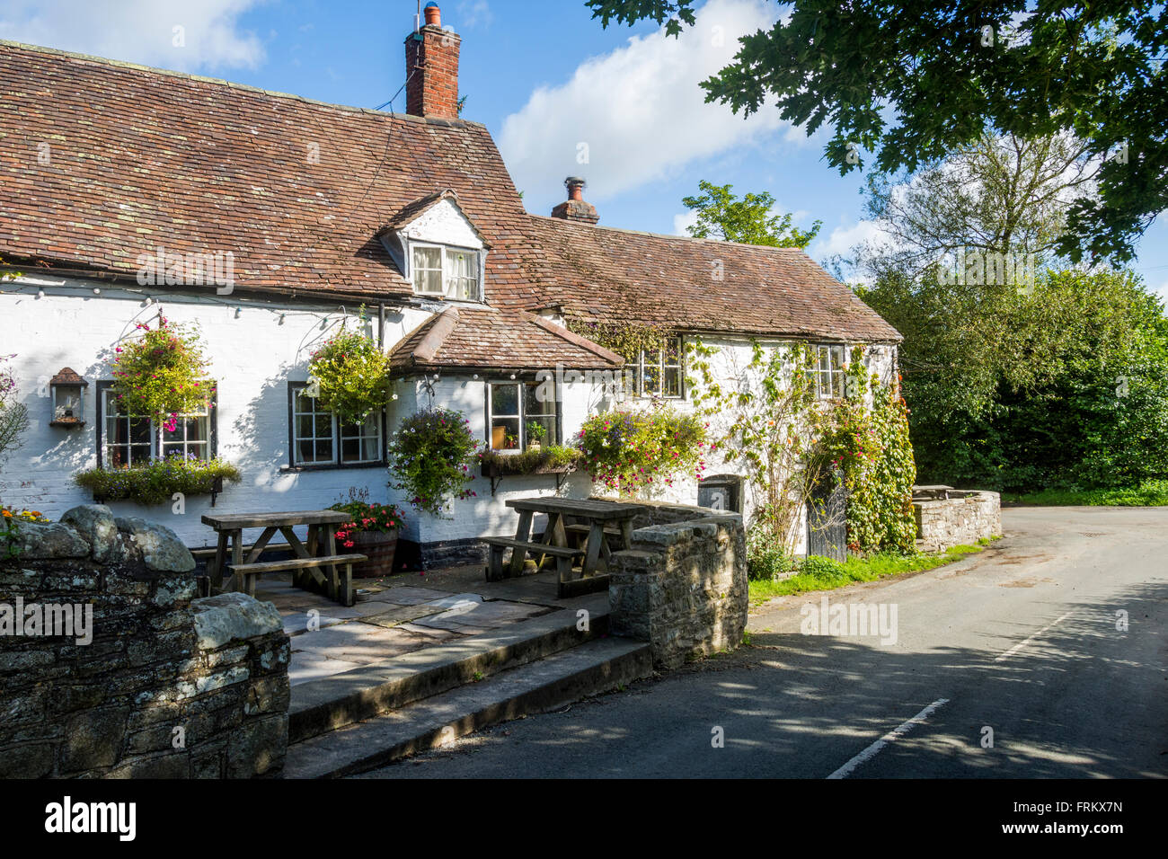 Il Royal Oak Inn (circa del XV secolo) nel villaggio di Cardington, vicino a Church Stretton, Shropshire, Inghilterra, Regno Unito Foto Stock