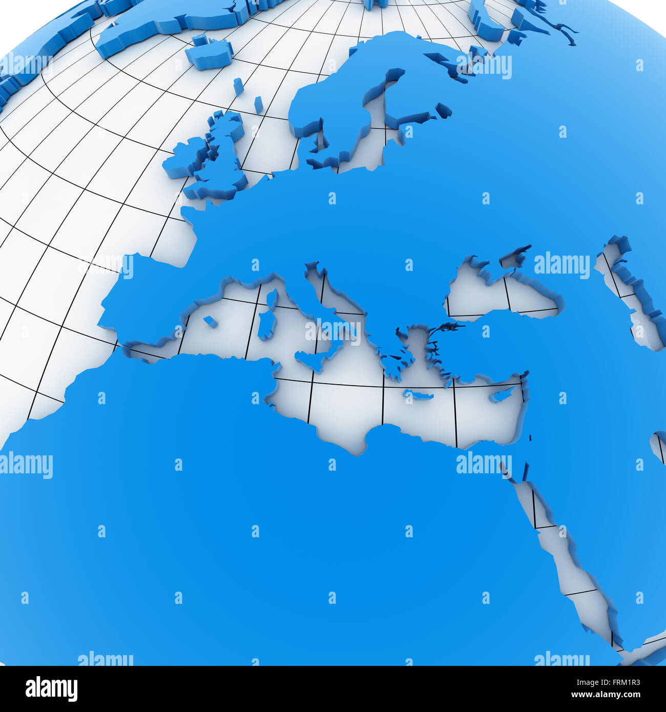 Mappa del mondo - Europa , questo è un computer generato e rendering 3d'immagine. Foto Stock