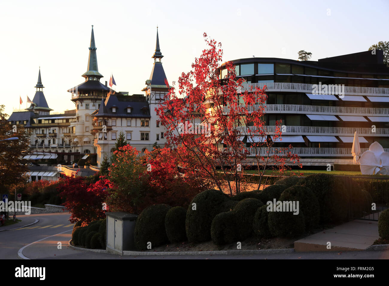 Vista esterna del Dolder Grand Hotel di Zurigo, Svizzera Foto Stock