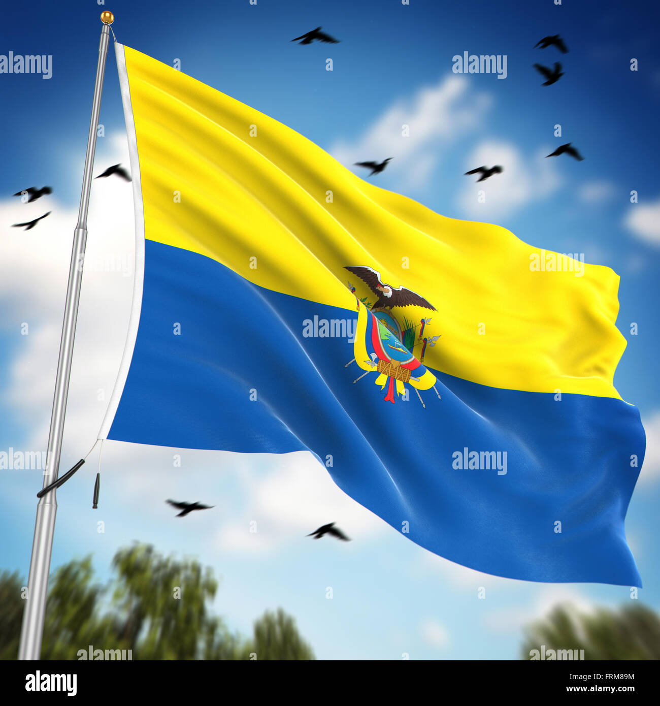 Bandiera dell Ecuador , questo è un computer generato e l'immagine 3D rappresentata. Foto Stock