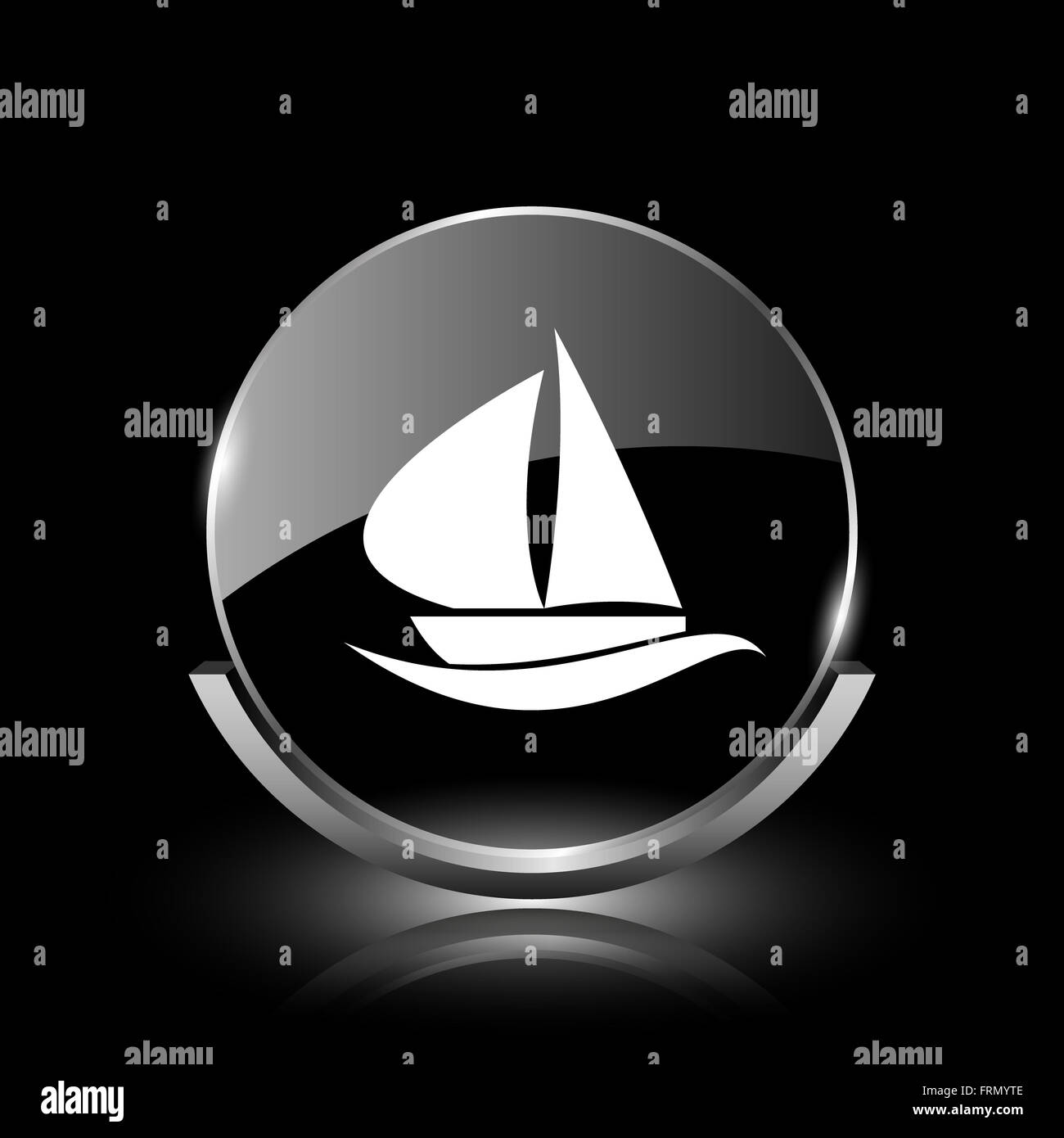 Lucido vetro lucido icona su sfondo nero Foto Stock
