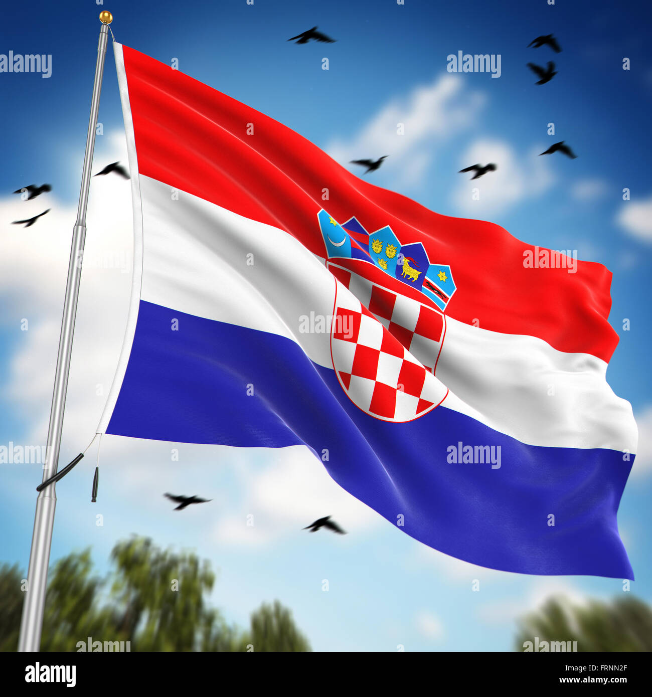 Bandiera della Croazia , questo è un computer generato e l'immagine 3D rappresentata. Foto Stock