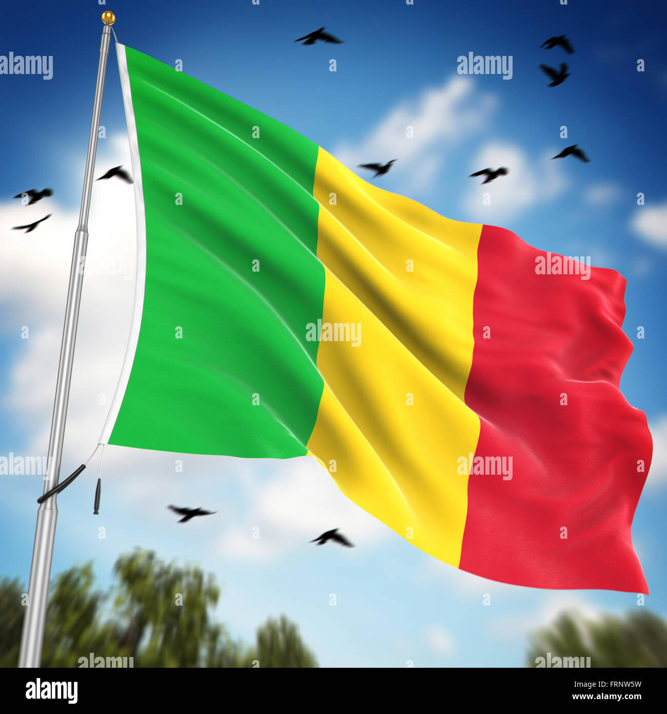 Bandiera del Mali , questo è un computer generato e l'immagine 3D rappresentata. Foto Stock