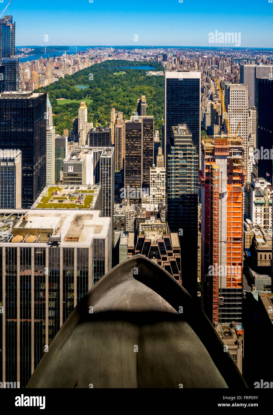Il Central Park di New York City vista dal ponte di osservazione del Rockefeller Center di New York City, Stati Uniti d'America. Foto Stock