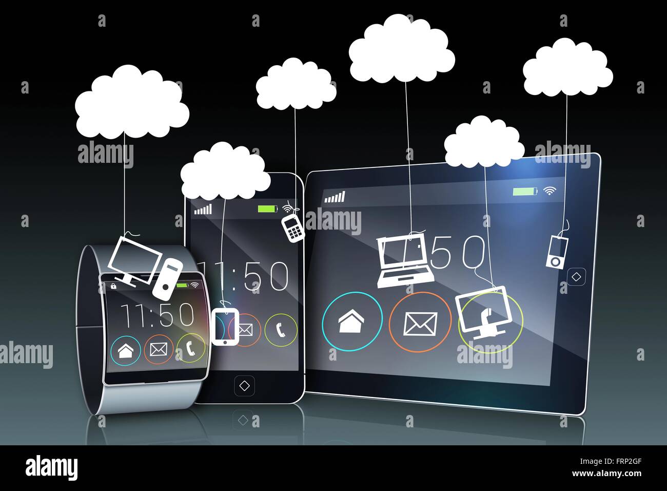 Dispositivo Media schermate con il cloud computing Foto Stock