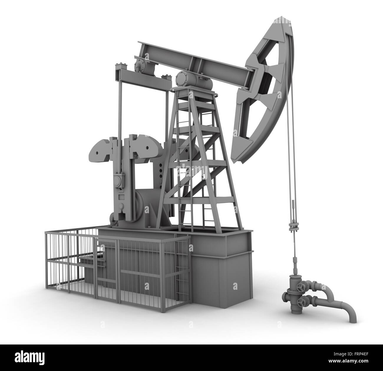 La pompa dell'olio su sfondo bianco (fatto in 3d) Foto Stock