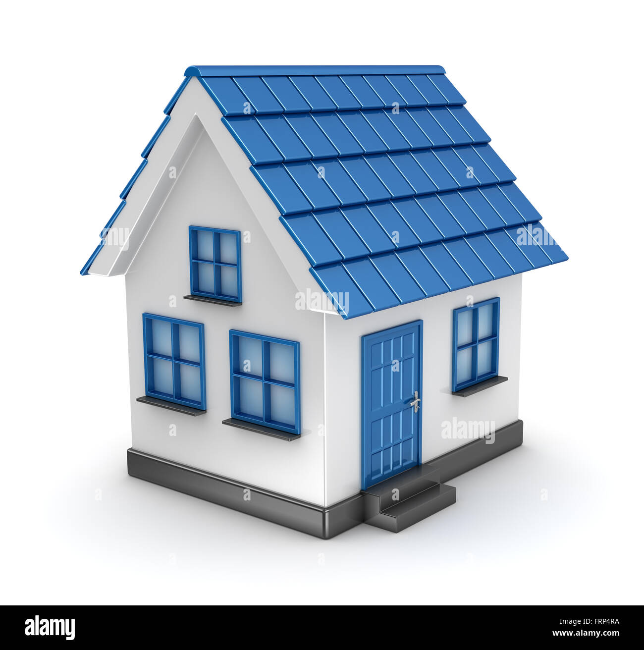 Piccola casa blu modello , questa è una generate dal computer e rendering 3d'immagine. Foto Stock