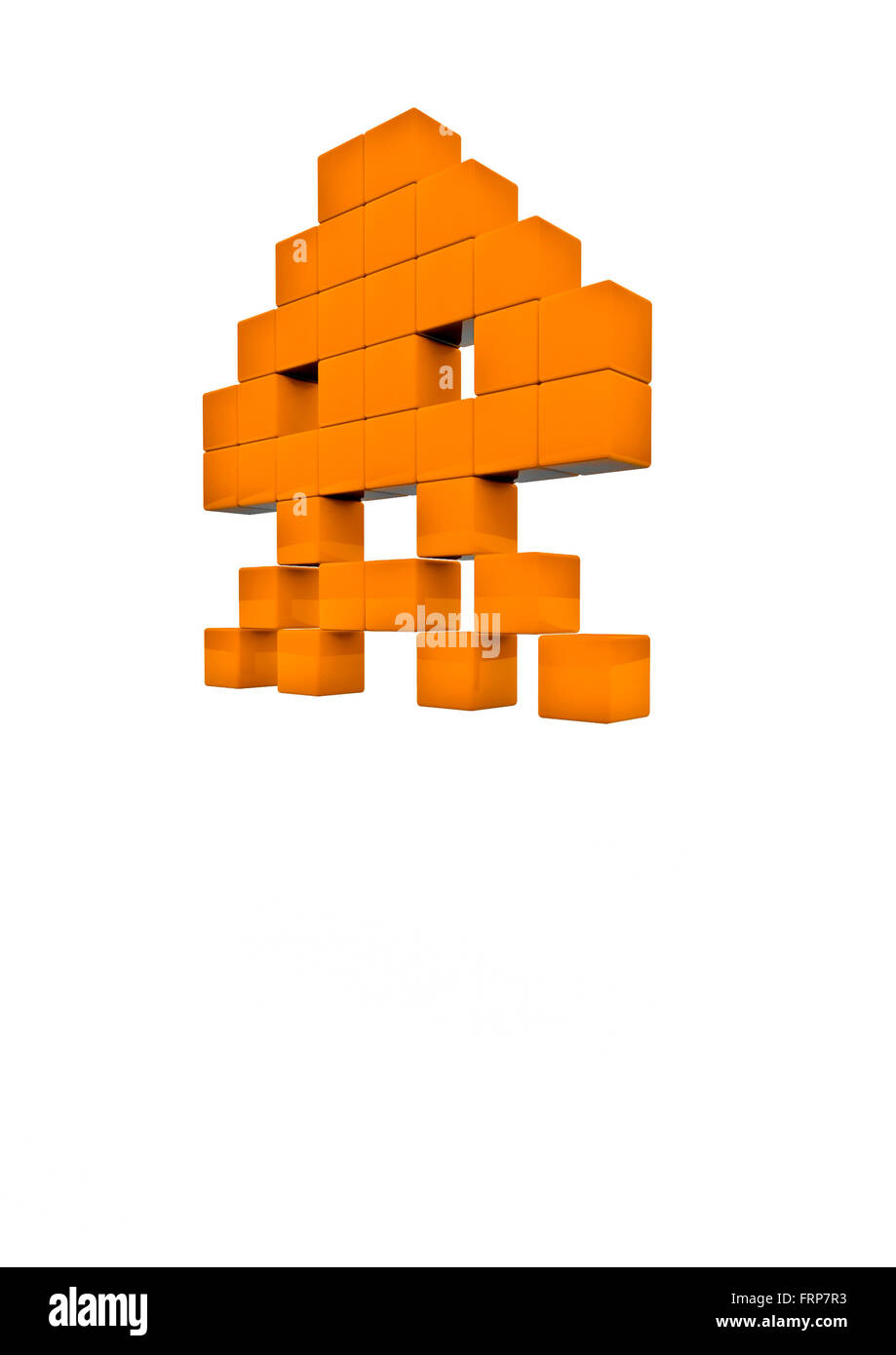 Space invader / 3D render di pixel invasore dello spazio Foto Stock
