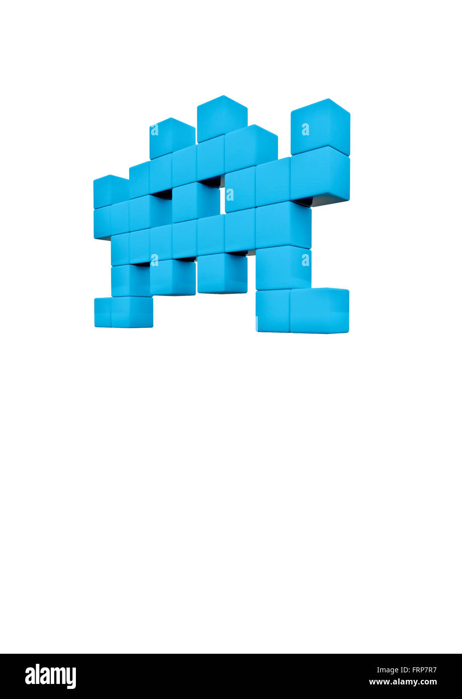 Space invader / 3D render di pixel invasore dello spazio Foto Stock