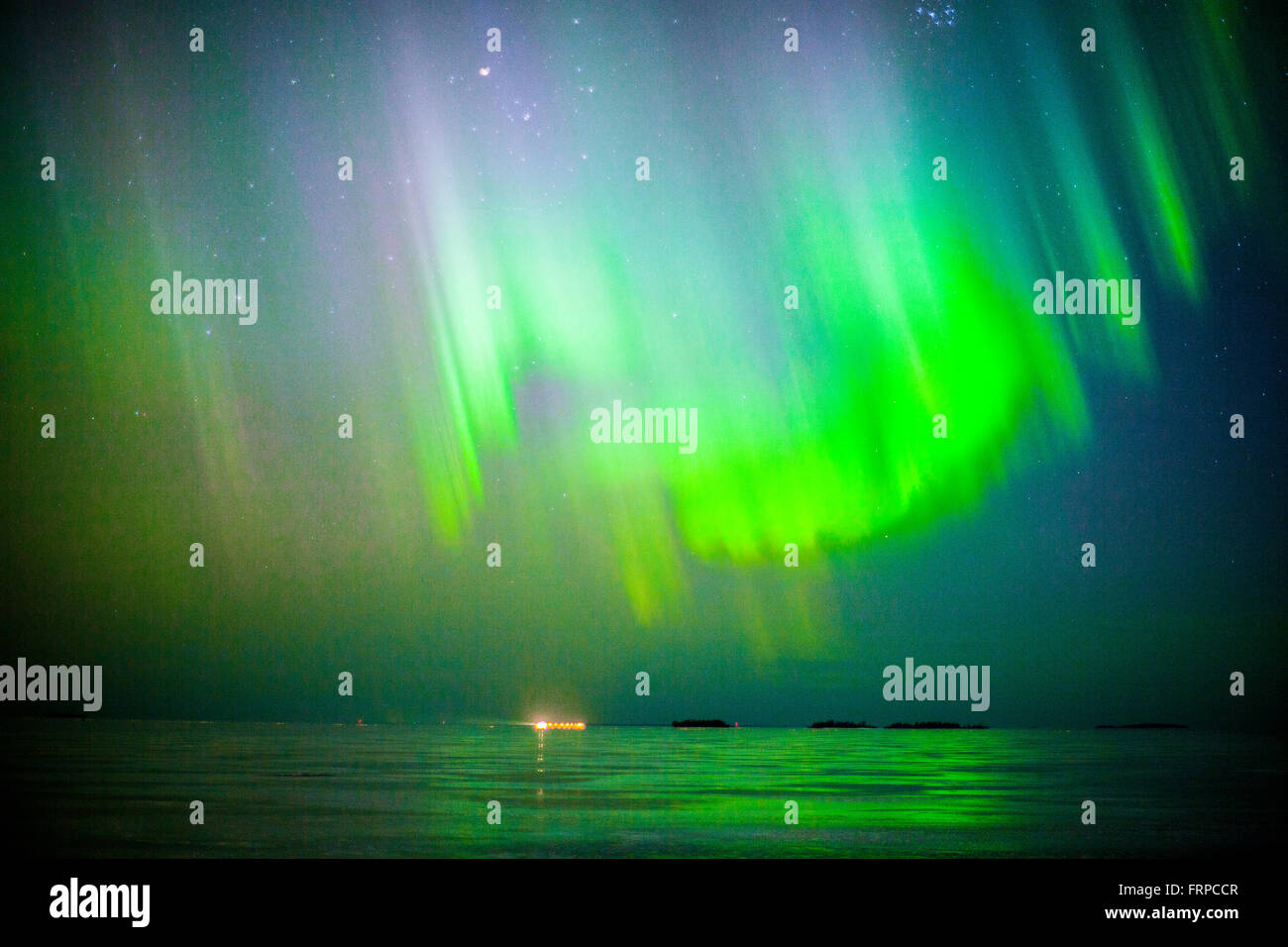Aurora Boreale in Oulu, Finlandia Foto Stock