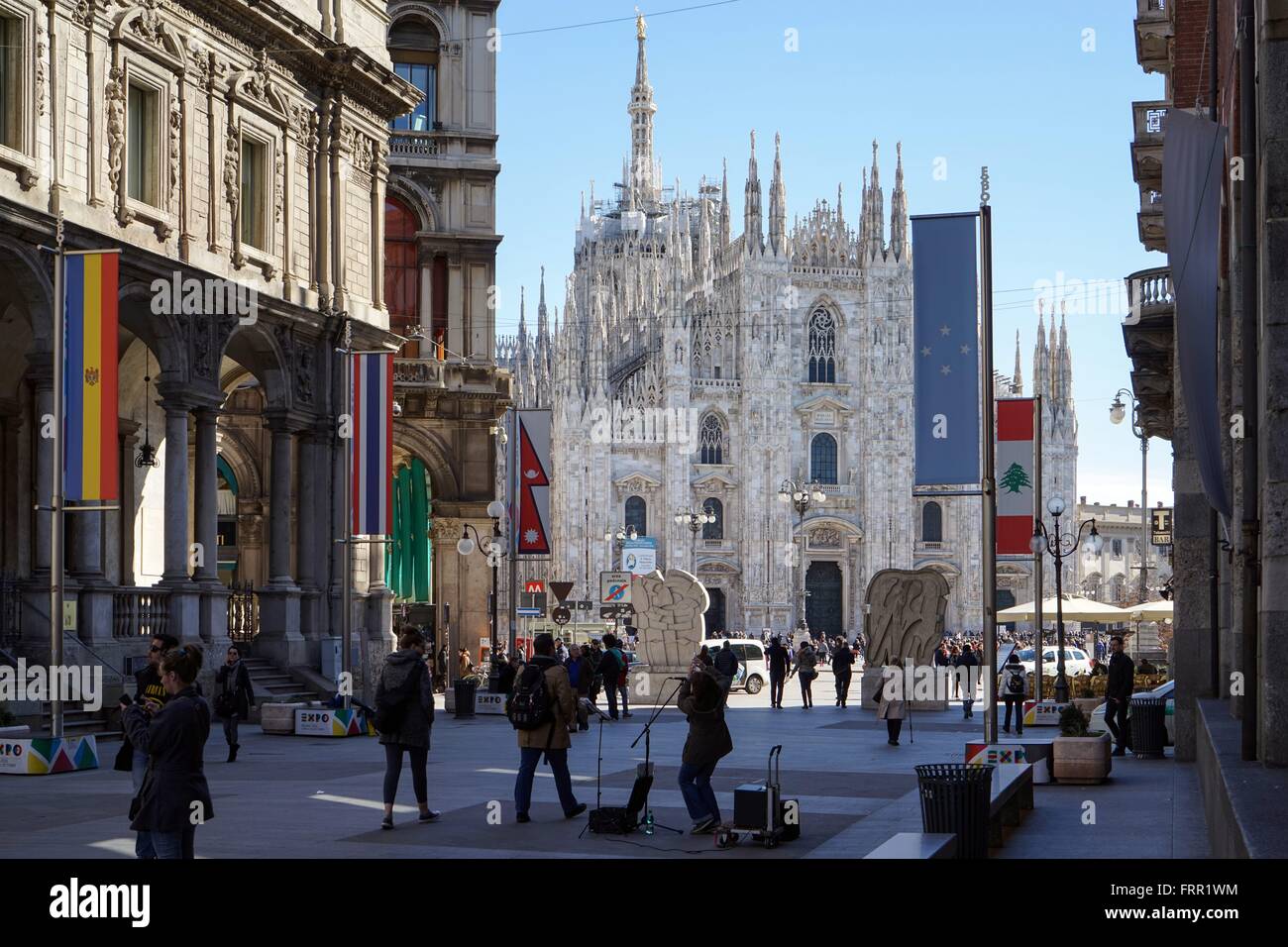 Italia: il Duomo di Milano, visto dalla Piazza dei Mercanti. Foto da 03. Marzo 2016. Foto Stock