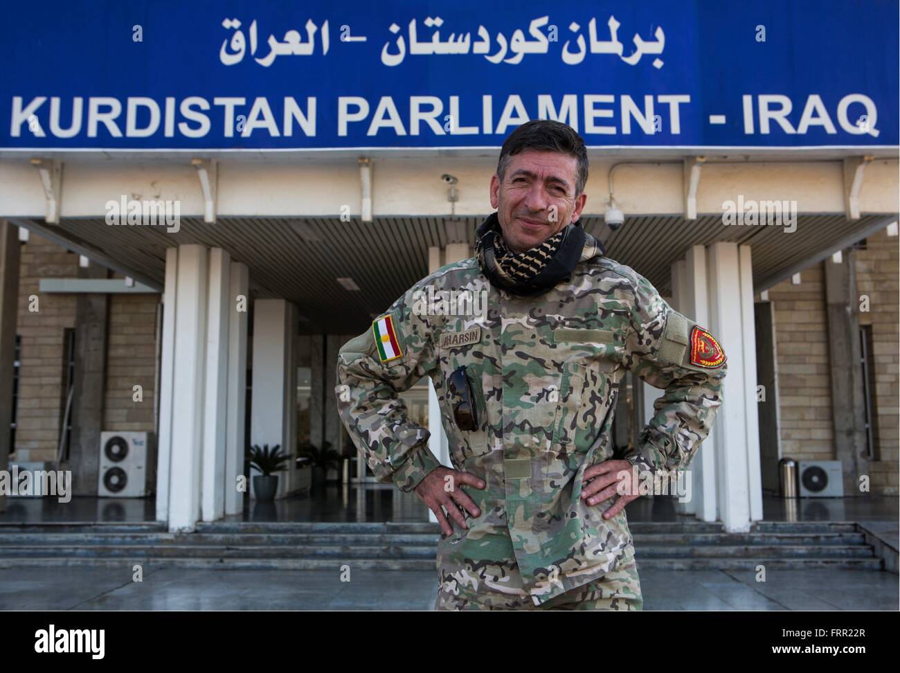 Signor Ari Harsin, membro del Parlamento curdo a Erbil. Foto Stock