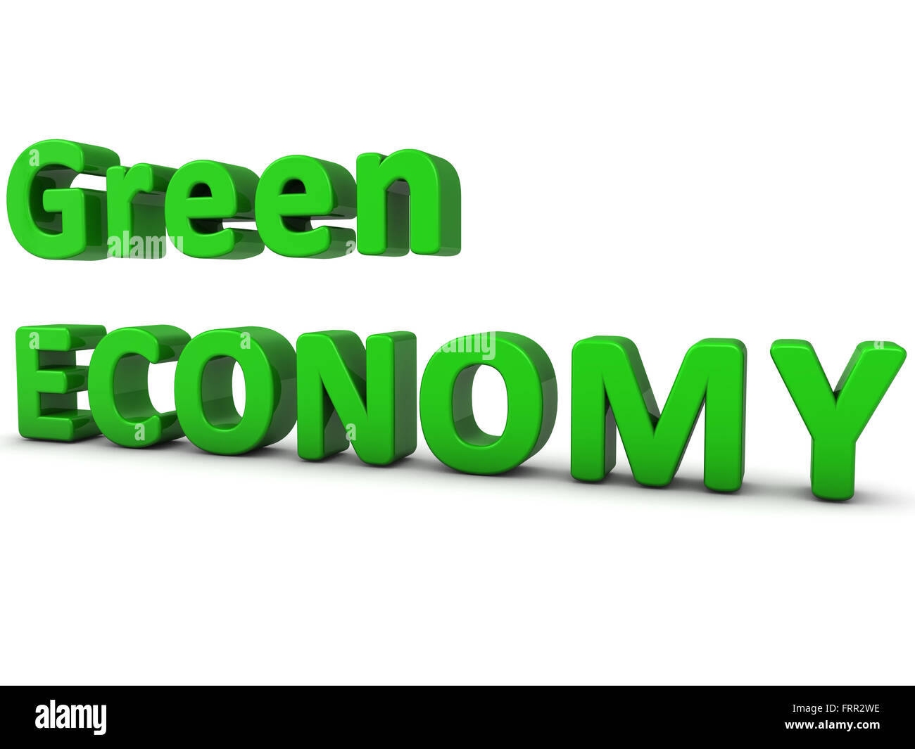 3D rendering di verde parole "Green Economy" Foto Stock