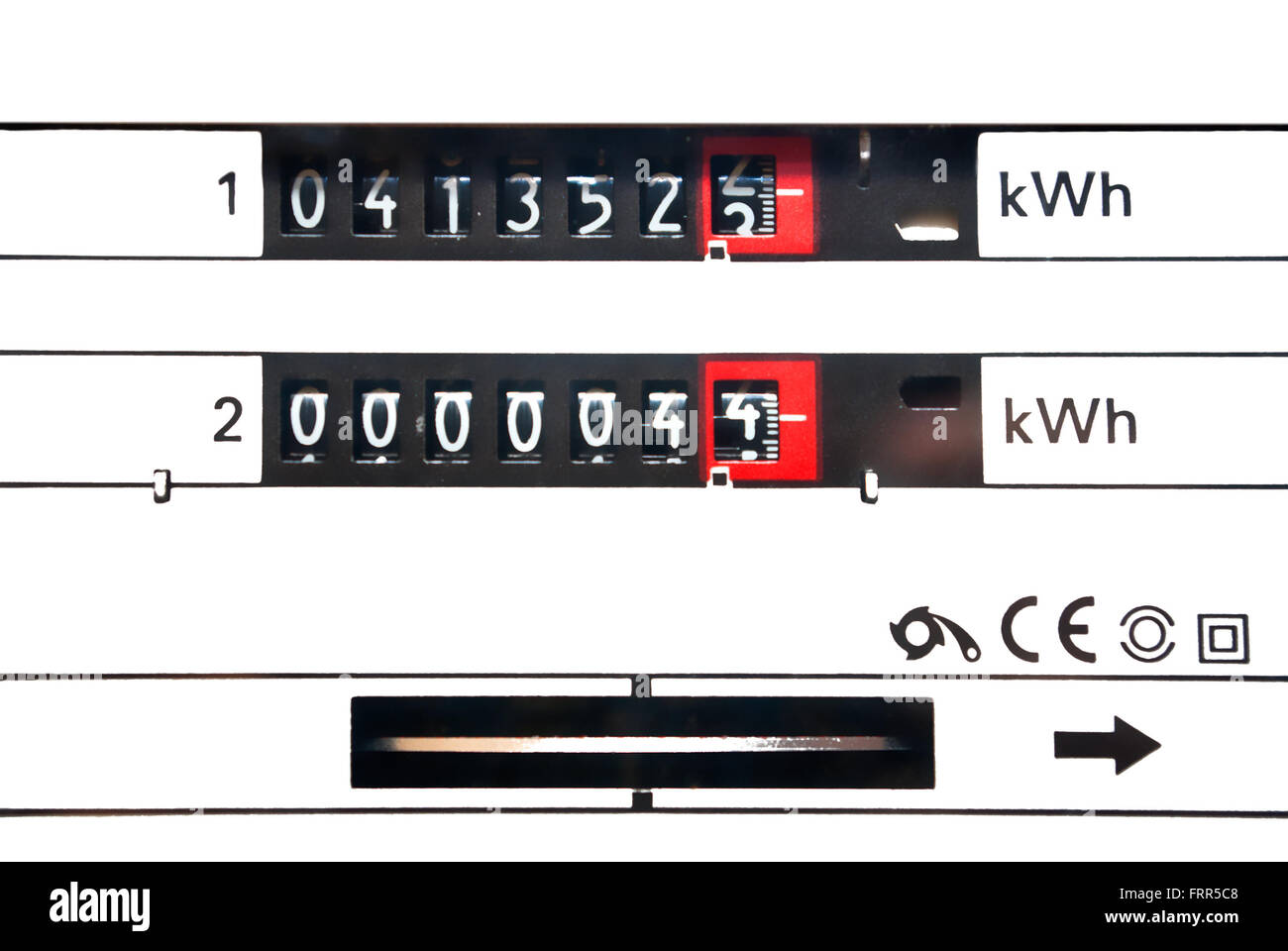 Strumento di misura del consumo elettrico in kWh Foto Stock