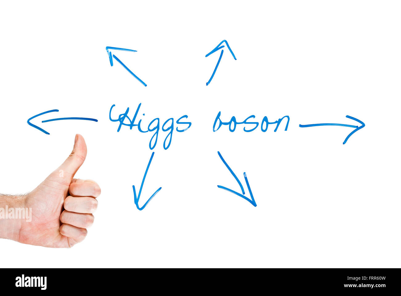 Scoperta del bosone di Higgs Boson (particelle di Dio) e la sua implicazione rappresentato dalle frecce Foto Stock