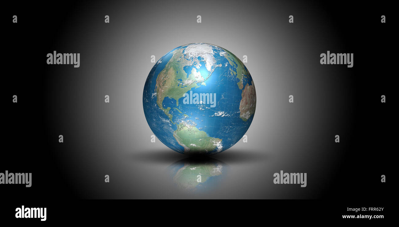 Illustrazione del globo realizzato utilizzando dati geografici reali Foto Stock