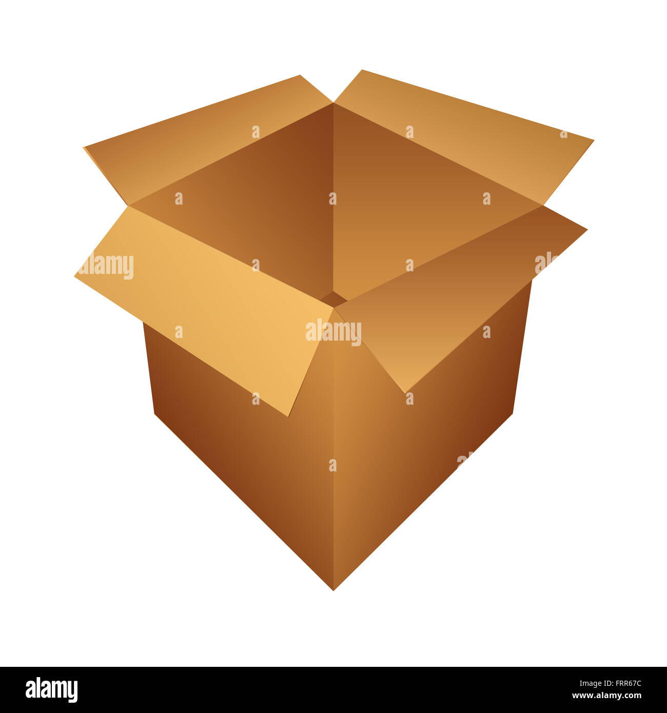 Illustrazione di una scatola aperta isolata su bianco Foto Stock