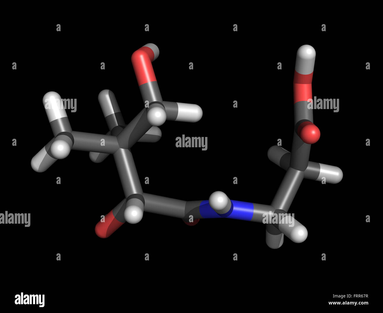Stick rappresentazione di una vitamina B5 molecola, chiamato anche acido pantotenico Foto Stock