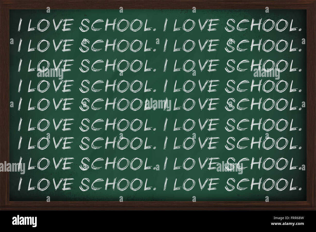 Io amo la scuola scritto molto su una lavagna Foto Stock