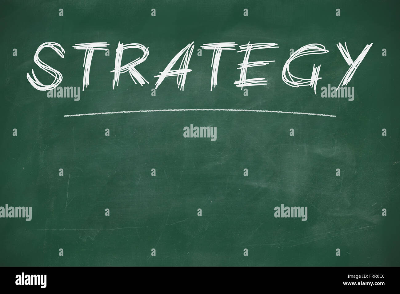 Strategia scritto con gesso su una lavagna Foto Stock
