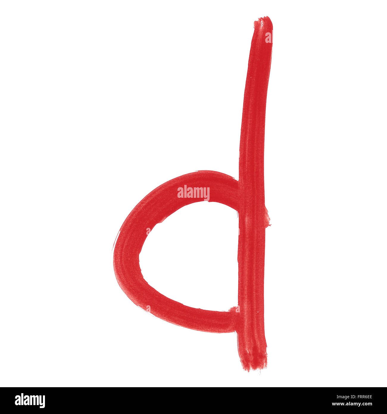 D - Rosso lettera manoscritta su sfondo bianco custodia inferiore Foto Stock