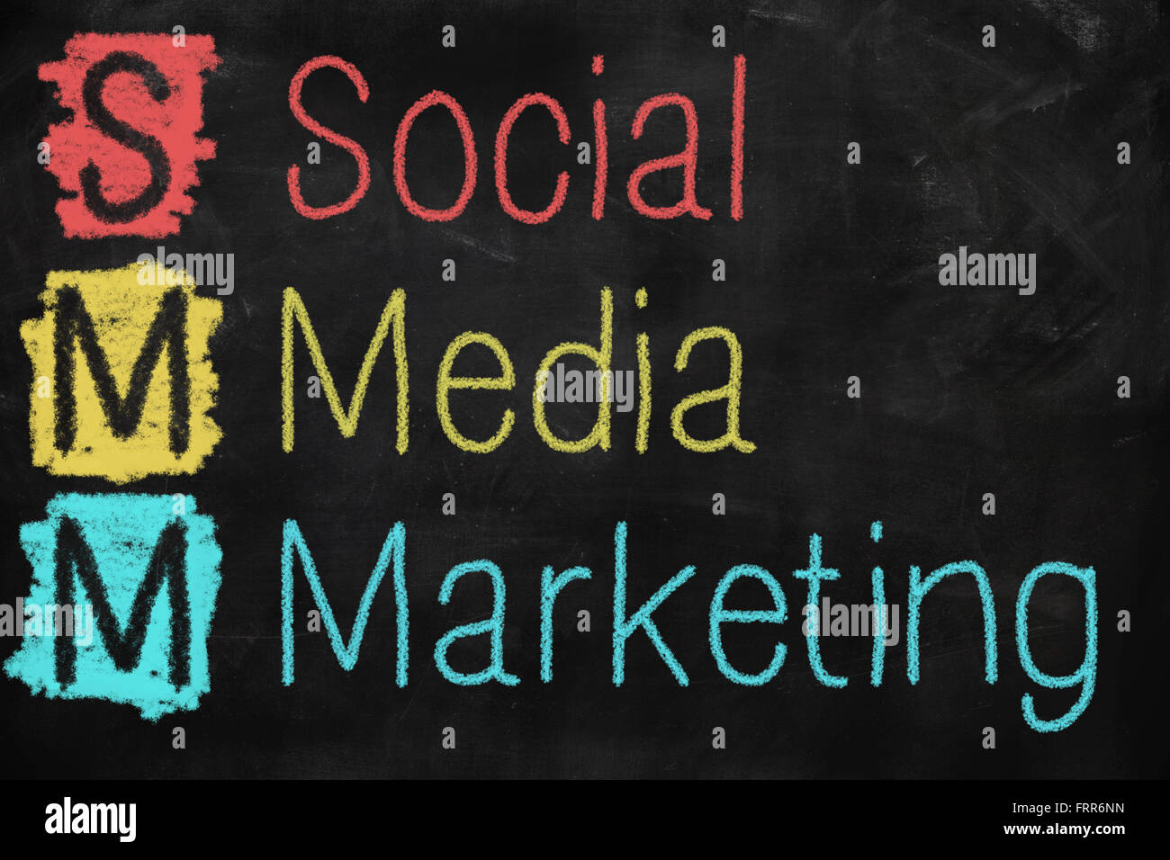 Il social media marketing concetto scritti su una lavagna Foto Stock
