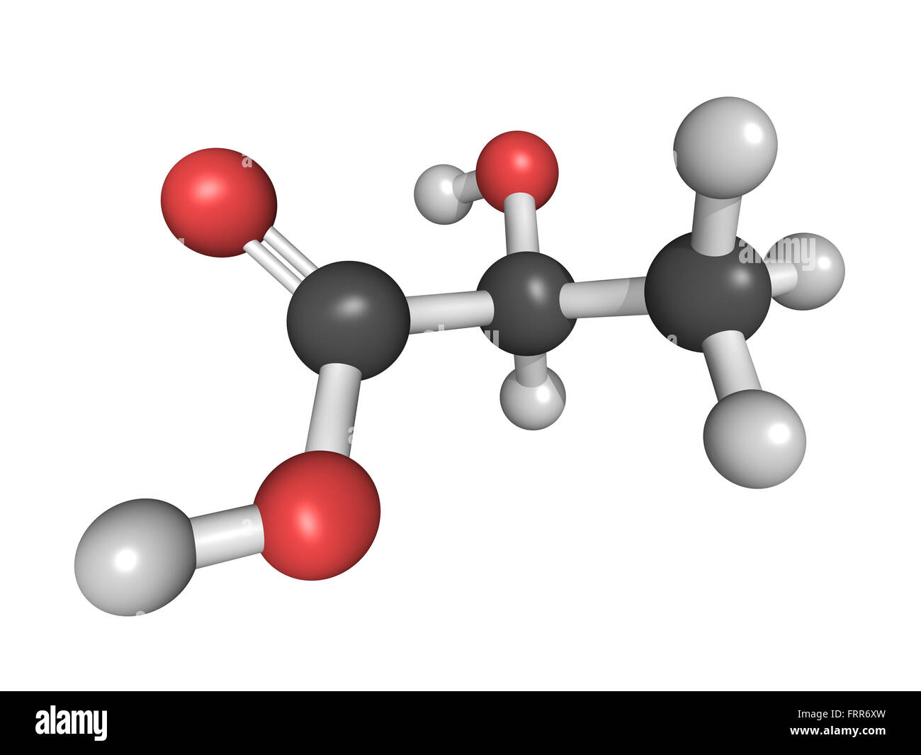 Struttura chimica di un acido lattico (latte acido L-lattico) molecola Foto Stock