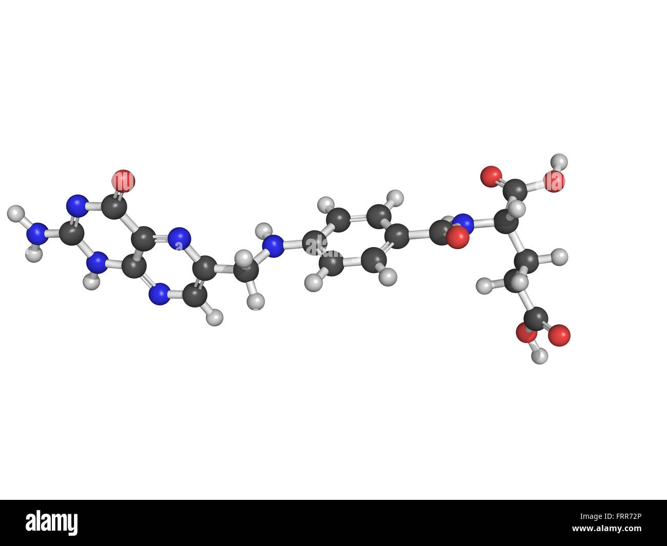 Struttura chimica della vitamina B9, acido folico, sullo sfondo bianco Foto Stock