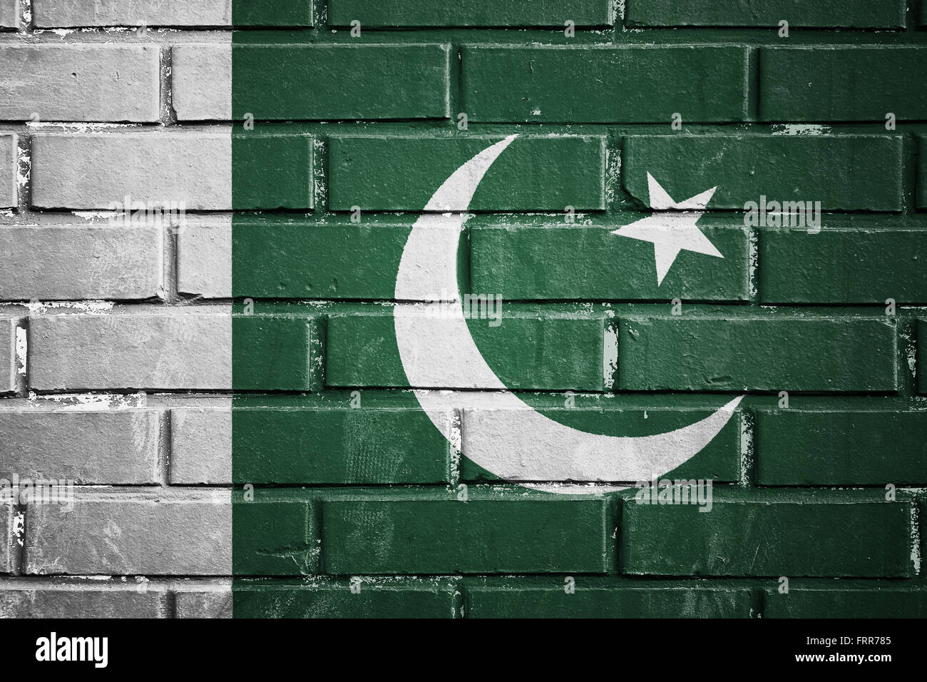 Il Pakistan bandiera sul muro di mattoni Foto Stock