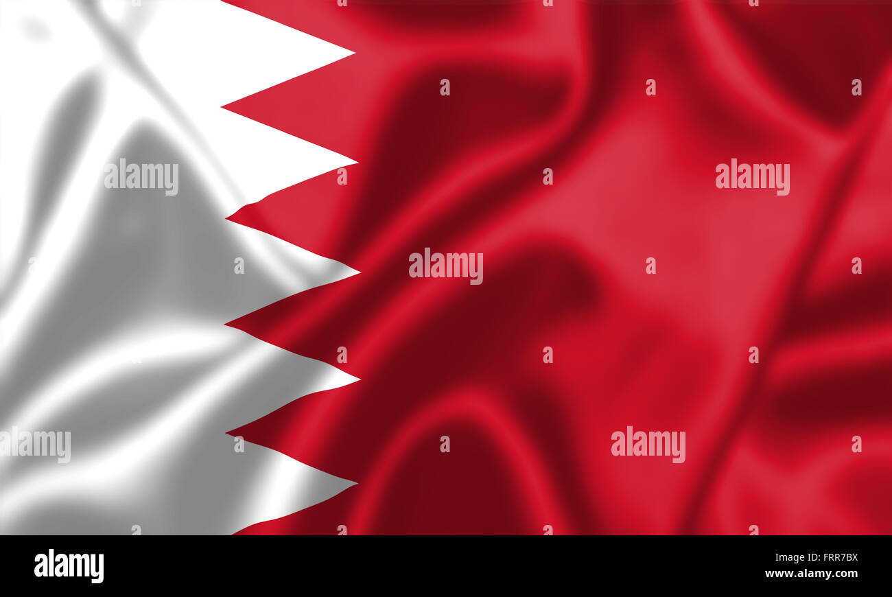 Bahrain bandiera al vento. Texture di sfondo. Foto Stock