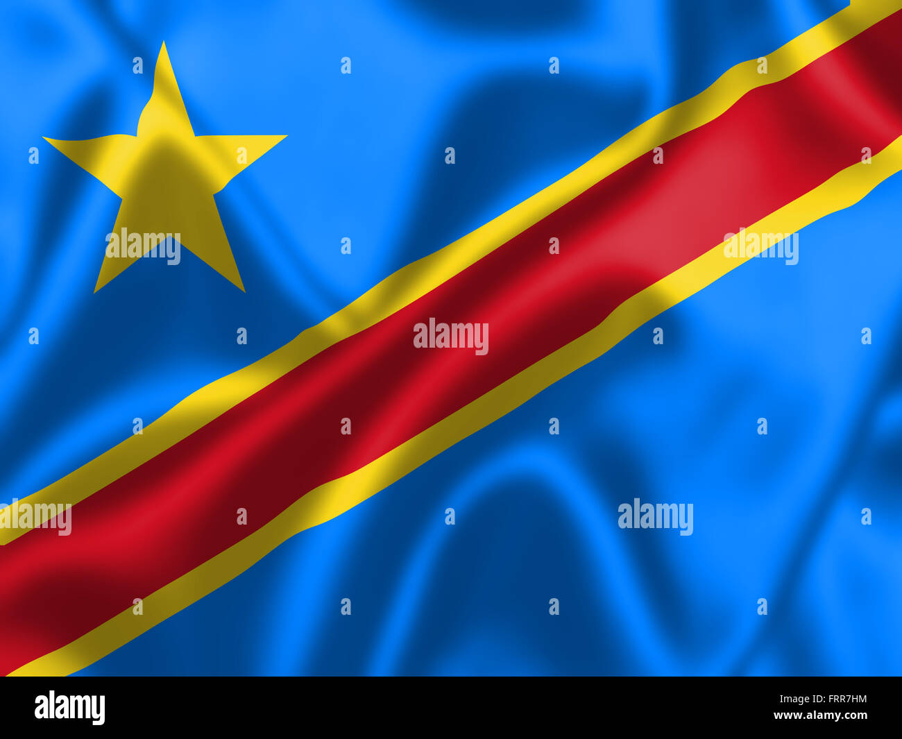 Repubblica democratica del Congo bandiera al vento. Texture di sfondo. Foto Stock