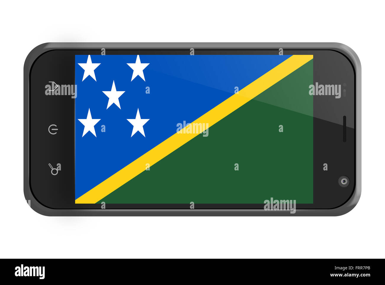 Isole Salomone bandiera sulla schermata dello smartphone isolato su bianco Foto Stock